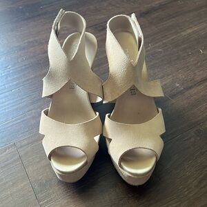 Tan suede Pedro Garcia wedges